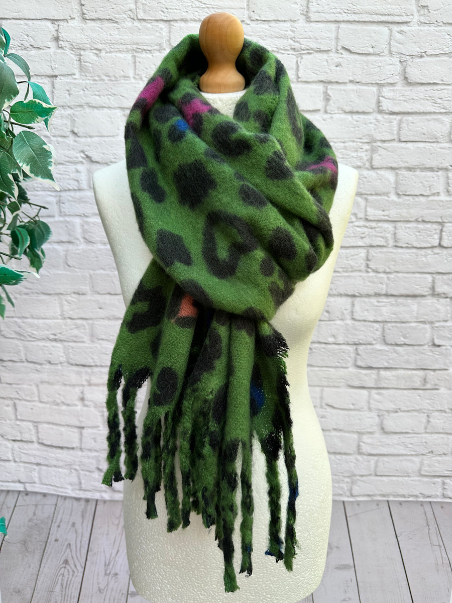 Green leopard store print scarf uk