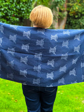 Thick Reversible Highland Cow NAVY BLUE Tassel Pashmina Winter Scarf