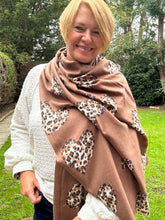 Leopard Heart Scarf for Women – Brown Animal Print Heart Scarf – Soft Lightweight Ladies Scarf – Stylish Gift for Her