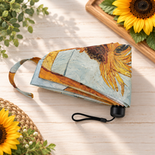 Van Gogh Sunflowers Mini Umbrella with Travel Case, Compact Folding Umbrella, Art Lover Gift, Handbag Umbrella, Sunflower Gift