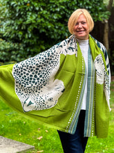 Ladies Bold Tiger & Leopard Animal Print Fashion Scarf - Green Black