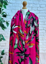 Ladies Multi Feathers Floral Print FUCHSIA PINK Fashion Scarf