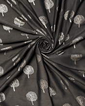 Charcoal Grey Silver Foil Tree of Life Ladies Fashion Scarf