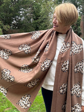 Leopard Heart Scarf for Women – Brown Animal Print Heart Scarf – Soft Lightweight Ladies Scarf – Stylish Gift for Her
