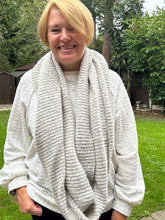 Ladies Knitted Super Soft Double Wrap Winter Snood Scarf - Cream