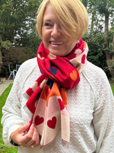 Reversible Heart Scarf for Women – Soft Warm Red Heart Scarf – Colourful Ladies Winter Scarf – Gift for Her
