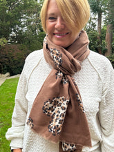Leopard Heart Scarf for Women – Brown Animal Print Heart Scarf – Soft Lightweight Ladies Scarf – Stylish Gift for Her
