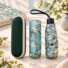 Van Gogh Almond Blossom Mini Umbrella with Travel Case – Compact Folding Umbrella – Art Lover Gift