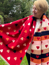 Reversible Heart Scarf for Women – Soft Warm Red Heart Scarf – Colourful Ladies Winter Scarf – Gift for Her