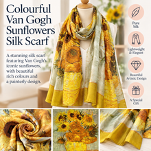 Ladies 100% SILK Painter Van Gogh Sunflowers Print YELLOW Fashion Scarf