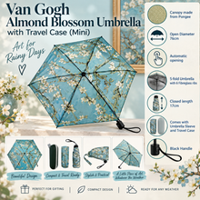 Van Gogh Almond Blossom Mini Umbrella with Travel Case – Compact Folding Umbrella – Art Lover Gift