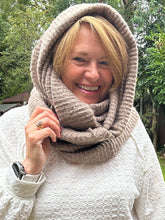 Ladies Knitted Super Soft Double Wrap Winter Snood Scarf - Taupe Brown