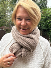 Ladies Knitted Super Soft Double Wrap Winter Snood Scarf - Taupe Brown
