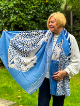 Ladies Bold Tiger & Leopard Animal Print BLUE Fashion Scarf
