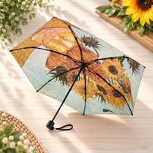 Van Gogh Sunflowers Mini Umbrella with Travel Case, Compact Folding Umbrella, Art Lover Gift, Handbag Umbrella, Sunflower Gift