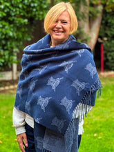 Thick Reversible Highland Cow NAVY BLUE Tassel Pashmina Winter Scarf