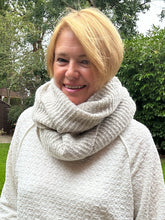 Ladies Knitted Super Soft Double Wrap Winter Snood Scarf - Cream