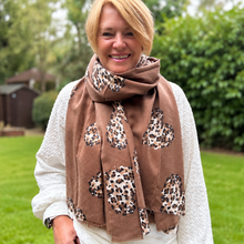 Leopard Heart Scarf for Women – Brown Animal Print Heart Scarf – Soft Lightweight Ladies Scarf – Stylish Gift for Her