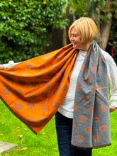 Thick Reversible Hedgehog BURNT ORANGE GREY Fringed Pashmina Winter Scarf