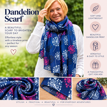 Ladies Dandelion Print NAVY BLUE WHITE CERISE PINK Fashion Scarf