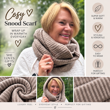 Ladies Knitted Super Soft Double Wrap Winter Snood Scarf - Taupe Brown