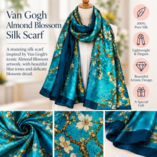Ladies 100% SILK Painter Van Gogh Almond Blossom Tree Print Fashion Scarf