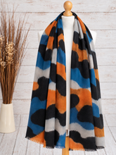 Bold Leopard Animal Print BLUE GREY BLACK Thick Winter Scarf