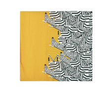 Ladies 100% SILK Abstract Zebra Monochrome Print Scarf - Mustard