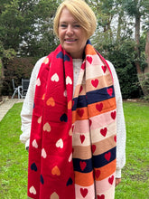 Reversible Heart Scarf for Women – Soft Warm Red Heart Scarf – Colourful Ladies Winter Scarf – Gift for Her