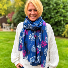 Ladies Dandelion Print NAVY BLUE WHITE CERISE PINK Fashion Scarf