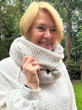 Ladies Knitted Super Soft Double Wrap Winter Snood Scarf - Cream