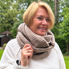 Ladies Knitted Super Soft Double Wrap Winter Snood Scarf - Taupe Brown