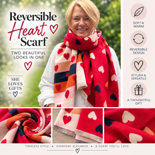 Reversible Heart Scarf for Women – Soft Warm Red Heart Scarf – Colourful Ladies Winter Scarf – Gift for Her