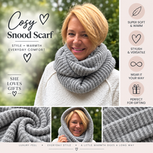 Ladies Knitted Super Soft Double Wrap Winter Snood Scarf - Grey