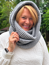 Ladies Knitted Super Soft Double Wrap Winter Snood Scarf - Grey