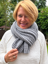 Ladies Knitted Super Soft Double Wrap Winter Snood Scarf - Grey