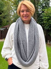 Ladies Knitted Super Soft Double Wrap Winter Snood Scarf - Grey