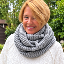 Ladies Knitted Super Soft Double Wrap Winter Snood Scarf - Grey