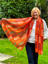 Ladies Multi Coloured Leaf Stems Print BURNT ORANGE Fashion Scarf