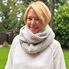 Ladies Knitted Super Soft Double Wrap Winter Snood Scarf - Cream