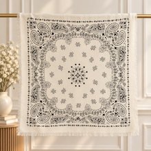 Ladies Cream Paisley Wool Blend Square Scarf – Gift for Her