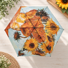 Van Gogh Sunflowers Mini Umbrella with Travel Case, Compact Folding Umbrella, Art Lover Gift, Handbag Umbrella, Sunflower Gift