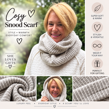 Ladies Knitted Super Soft Double Wrap Winter Snood Scarf - Cream