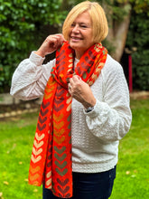 Ladies Multi Coloured Leaf Stems Print BURNT ORANGE Fashion Scarf