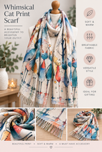 Colourful Happy Cats Kitten Print - Soft Warm Scarf - Women's Tassel Wrap - Gift for Her