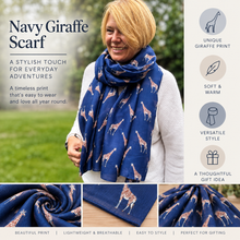 Ladies NAVY BLUE Cute Giraffe Print Fashion Scarf