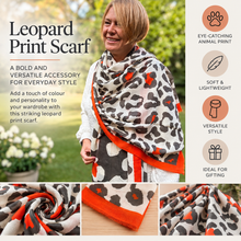 Ladies Bold Leopard Animal Print ORANGE CHARCOAL GREY Fashion Scarf