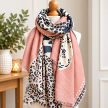 Dusty Pink Tiger & Leopard Animal Print - Womens Lightweight Wrap - Soft Fashion Scarf - Gift for Her