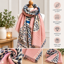 Dusty Pink Tiger & Leopard Animal Print - Womens Lightweight Wrap - Soft Fashion Scarf - Gift for Her