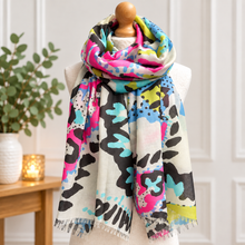 Colourful Dotty Floral Print - Women's Lightweight Wrap - Soft Fashion Scarf - Gift for Her